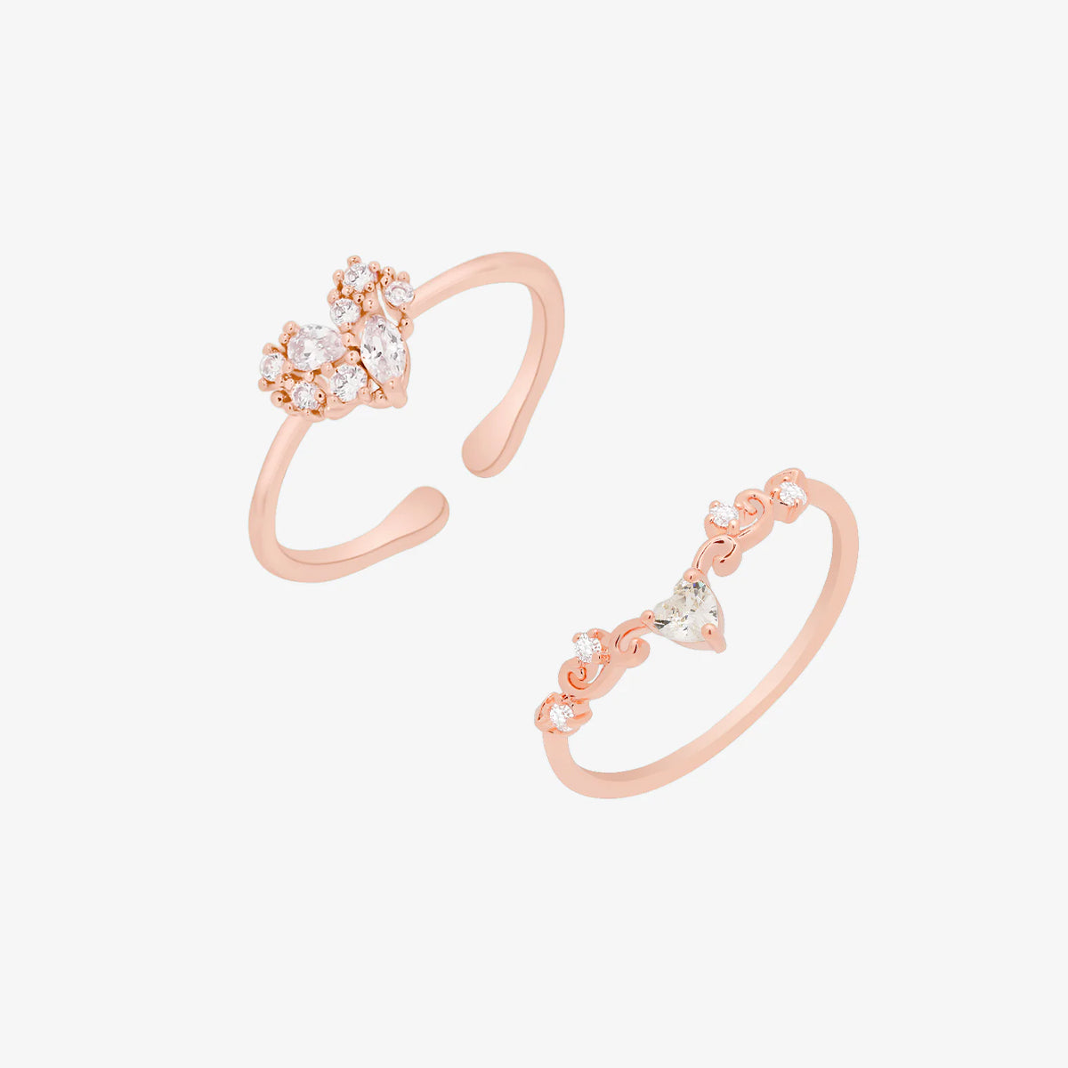 Heart Ring Set In Rose Gold-0