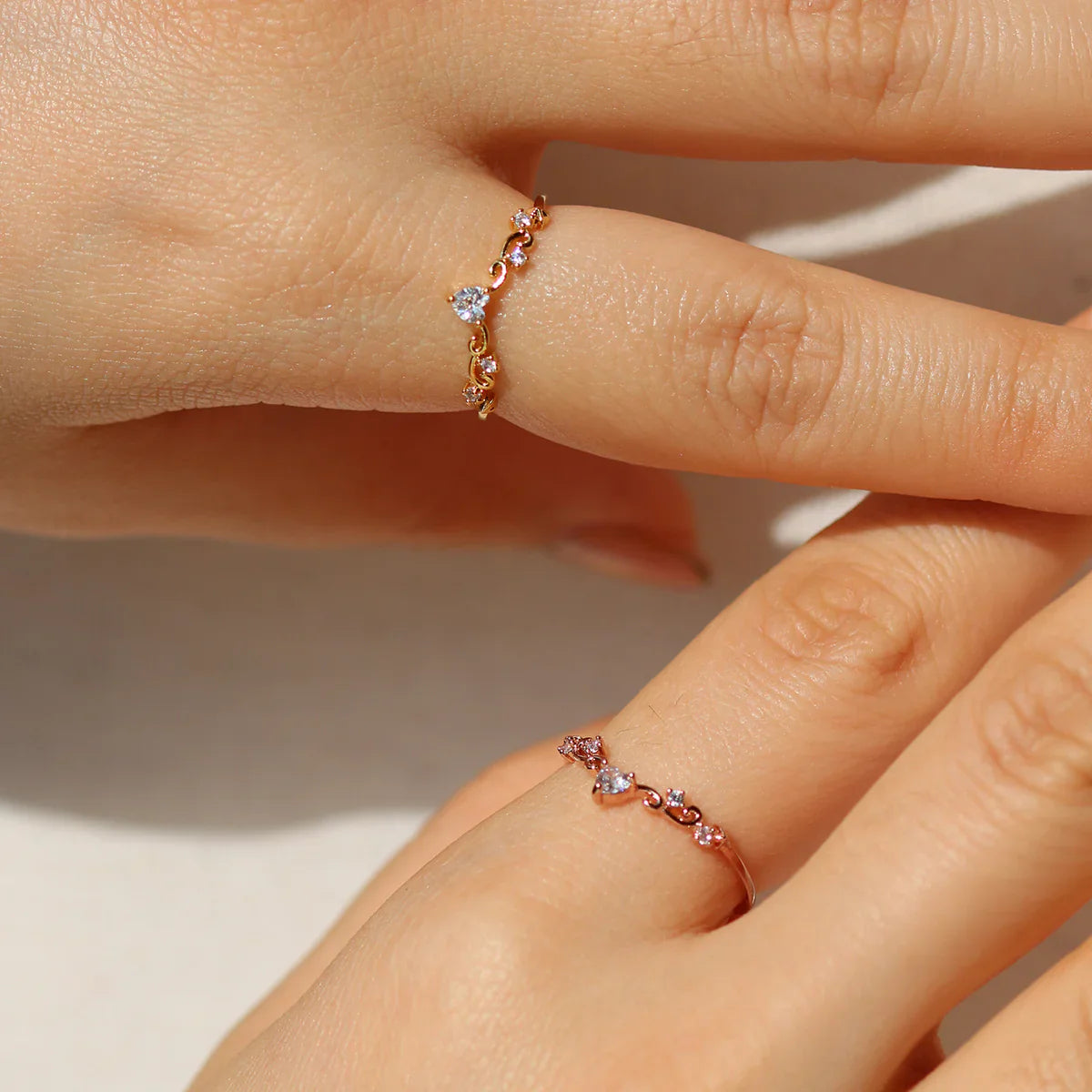 Heart Ring Set In Rose Gold-1
